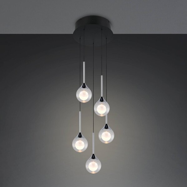 Trio Lighting Lampada a sospensione Calista, dimmerabile, Cromo / Argento, Soggiorno / Sala da pranzo, Metallo, Moderno, Lampada a sospensione