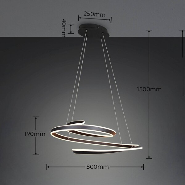 Trio Lighting Lampada a sospensione Arlington, dimmerabile, Nero, Soggiorno / Sala da pranzo, Metallo, Moderno, Lampada a sospensione