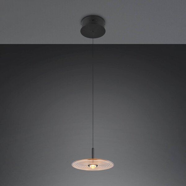 Trio Lighting Lampada a sospensione Sirena, dimmerabile, Nero, Soggiorno / Sala da pranzo, Metallo, Lampada a sospensione