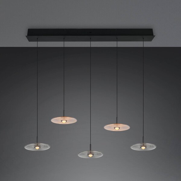 Trio Lighting Lampada a sospensione Sirena, dimmerabile, Nero, Soggiorno / Sala da pranzo, Metallo, Lampada a sospensione