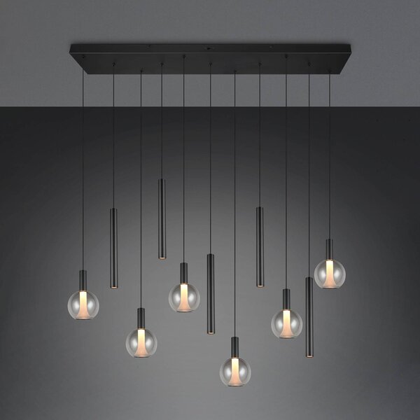 Trio Lighting Lampada a sospensione Melaro, dimmerabile, Nero, Soggiorno / Sala da pranzo, Metallo, Lampada a sospensione
