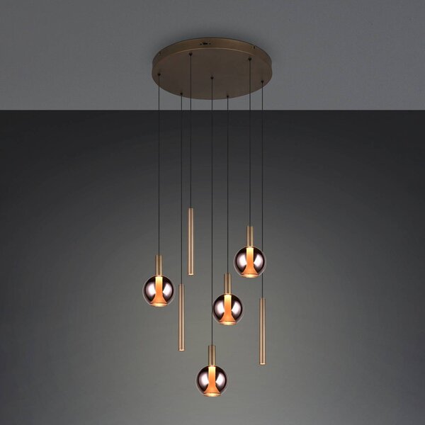 Trio Lighting Lampada a sospensione Melaro, dimmerabile, Alluminio / Grigio / Zincato, Soggiorno / Sala da pranzo, Metallo, Lampada a sospensione