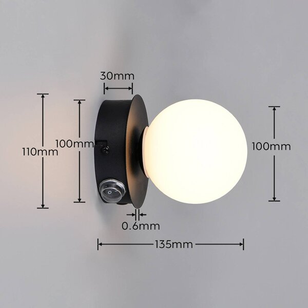 Trio Lighting Applique da parete Alfio, Nero, Bagno, Metallo, Moderno, Applique