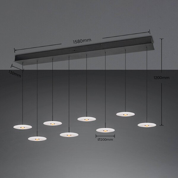 Trio Lighting Lampada a sospensione Sirena, dimmerabile, Bianco / Opale, Soggiorno / Sala da pranzo, Metallo, Lampada a sospensione