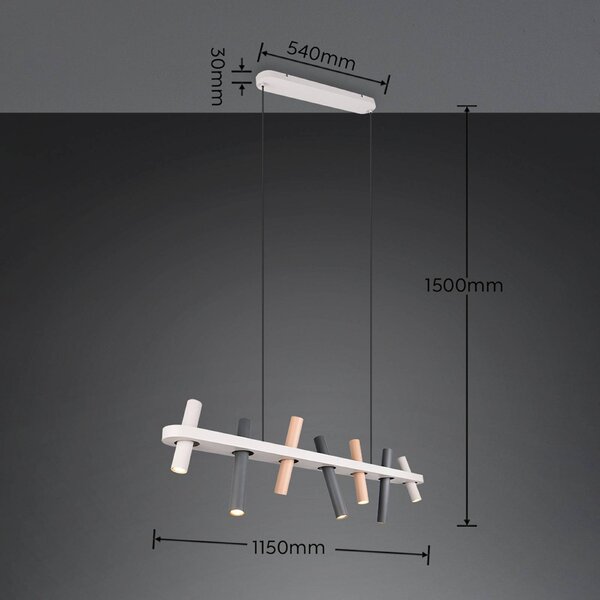 Trio Lighting Lampada a sospensione Terloa, Multicolore, Soggiorno / Sala da pranzo, Metallo, Moderno, Lampada a sospensione