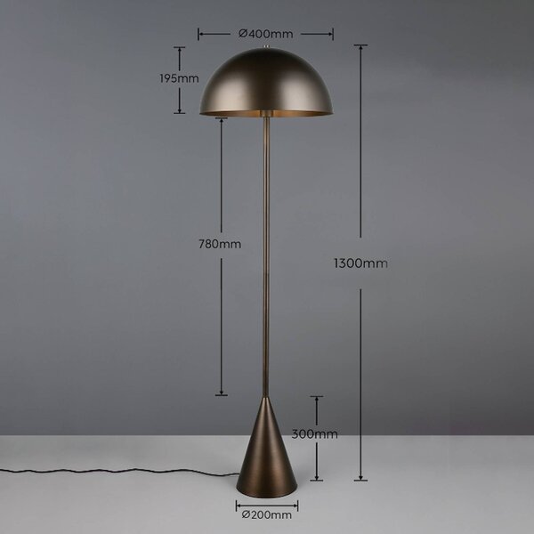 Trio Lighting Lampada da terra Alfie, Alluminio / Grigio / Zincato, Soggiorno / Sala da pranzo, Metallo, Lampada da terra