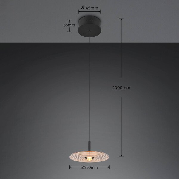Trio Lighting Lampada a sospensione Sirena, dimmerabile, Nero, Soggiorno / Sala da pranzo, Metallo, Lampada a sospensione