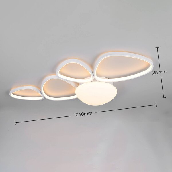 Trio Lighting Plafoniera soffitto Amelio, dimmerabile, Bianco / Opale, Soggiorno / Sala da pranzo, Plastica, Moderno, Plafoniera