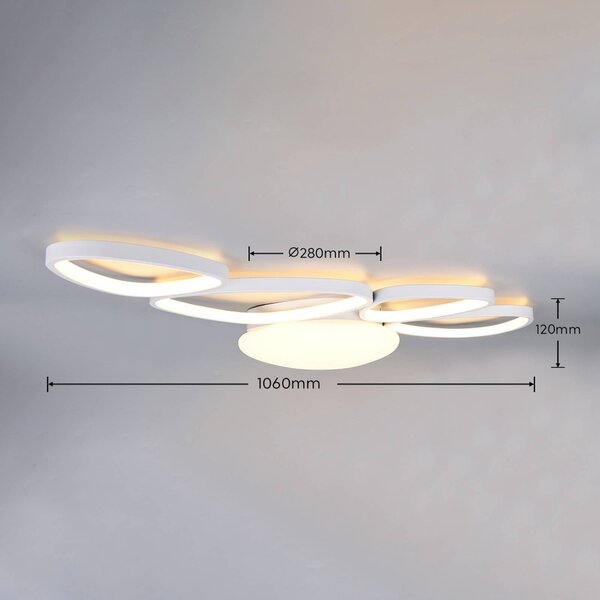 Trio Lighting Plafoniera soffitto Amelio, dimmerabile, Bianco / Opale, Soggiorno / Sala da pranzo, Plastica, Moderno, Plafoniera