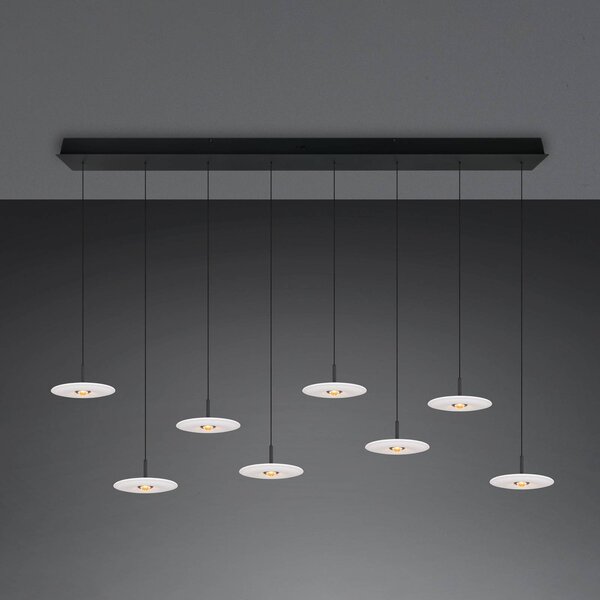Trio Lighting Lampada a sospensione Sirena, dimmerabile, Bianco / Opale, Soggiorno / Sala da pranzo, Metallo, Lampada a sospensione