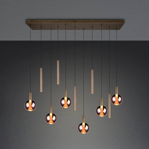 Trio Lighting Lampada a sospensione Melaro, dimmerabile, Alluminio / Grigio / Zincato, Soggiorno / Sala da pranzo, Metallo, Lampada a sospensione