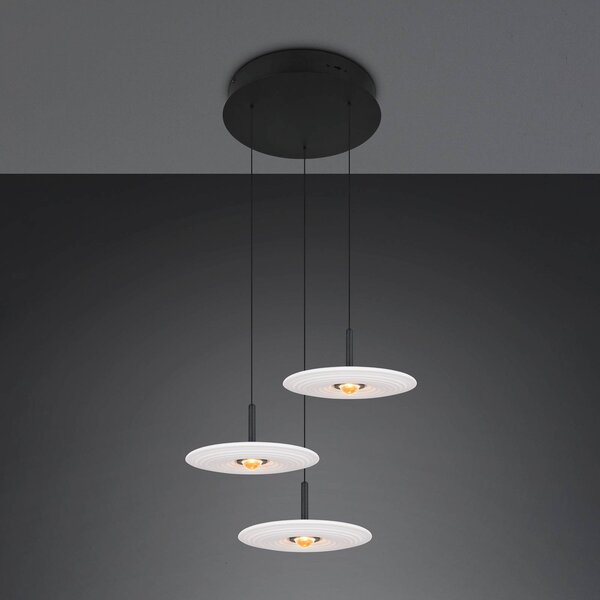 Trio Lighting Lampada a sospensione Sirena, dimmerabile, Bianco / Opale, Soggiorno / Sala da pranzo, Metallo, Lampada a sospensione