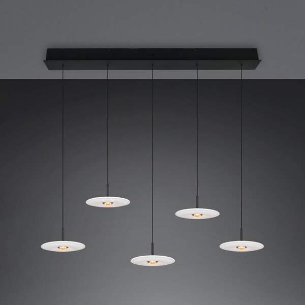 Trio Lighting Lampada a sospensione Sirena, dimmerabile, Bianco / Opale, Soggiorno / Sala da pranzo, Metallo, Lampada a sospensione