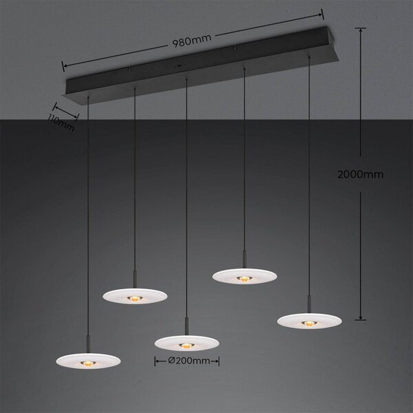 Trio Lighting Lampada a sospensione Sirena, dimmerabile, Bianco / Opale, Soggiorno / Sala da pranzo, Metallo, Lampada a sospensione