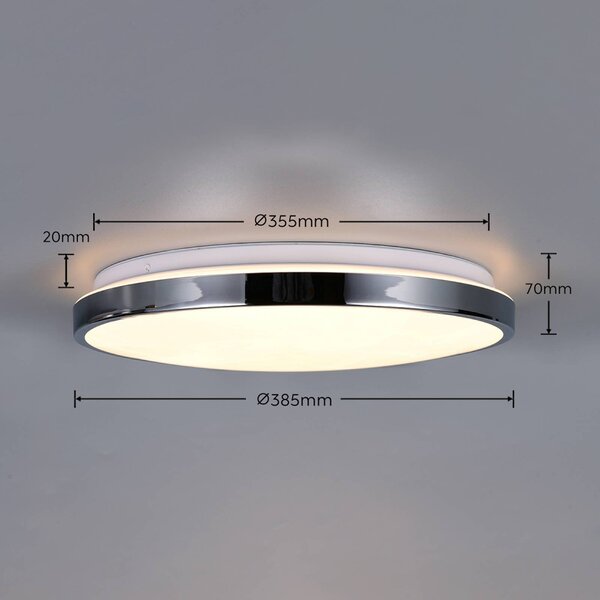 Trio Lighting Plafoniera soffitto Fena, dimmerabile, Cromo / Argento, Bagno, Metallo, Moderno, Plafoniera