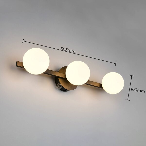Trio Lighting Applique da parete Alfio, Nero, Bagno, Metallo, Moderno, Applique