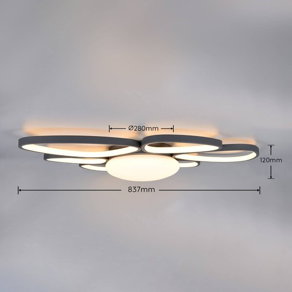 Trio Lighting Plafoniera soffitto Amelio, dimmerabile, Bianco / Opale, Soggiorno / Sala da pranzo, Plastica, Moderno, Plafoniera