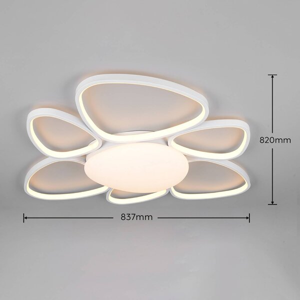 Trio Lighting Plafoniera soffitto Amelio, dimmerabile, Bianco / Opale, Soggiorno / Sala da pranzo, Plastica, Moderno, Plafoniera