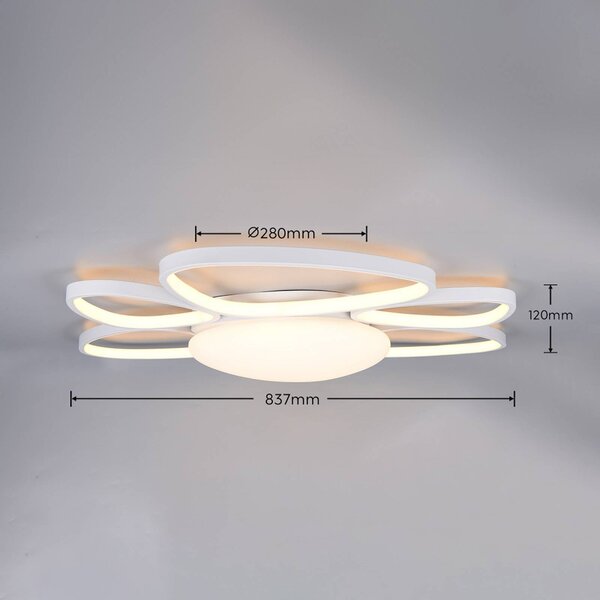 Trio Lighting Plafoniera soffitto Amelio, dimmerabile, Bianco / Opale, Soggiorno / Sala da pranzo, Plastica, Moderno, Plafoniera