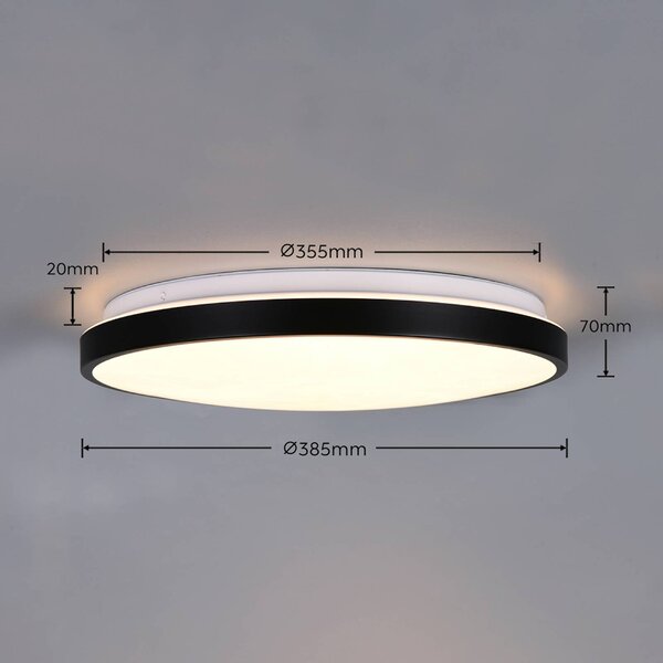 Trio Lighting Plafoniera soffitto Fena, dimmerabile, Nero, Bagno, Metallo, Moderno, Plafoniera