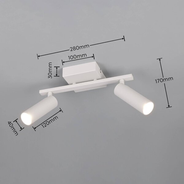Trio Lighting Faretto da soffitto Dara, lunghezza 28 cm, grigio, metallo, a 2 luci. Dara, Alluminio / Grigio / Zincato, Soggiorno / Sala da pranzo, Metallo, Moderno, Downlight