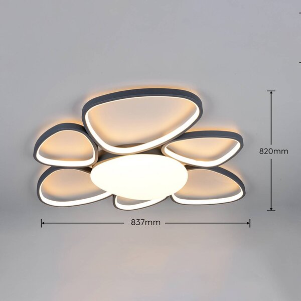 Trio Lighting Plafoniera soffitto Amelio, dimmerabile, Bianco / Opale, Soggiorno / Sala da pranzo, Plastica, Moderno, Plafoniera