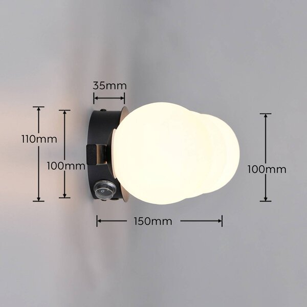 Trio Lighting Applique da parete Alfio, Nero, Bagno, Metallo, Moderno, Applique
