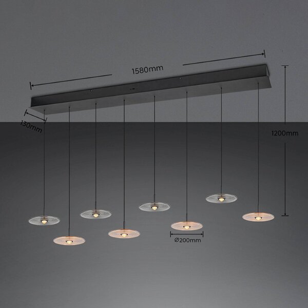 Trio Lighting Lampada a sospensione Sirena, dimmerabile, Nero, Soggiorno / Sala da pranzo, Metallo, Lampada a sospensione