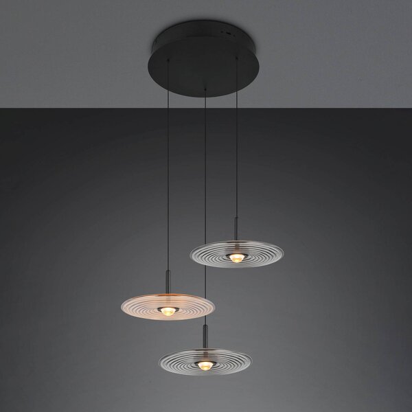 Trio Lighting Lampada a sospensione Sirena, dimmerabile, Nero, Soggiorno / Sala da pranzo, Metallo, Lampada a sospensione