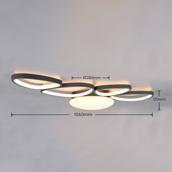 Trio Lighting Plafoniera soffitto Amelio, dimmerabile, Bianco / Opale, Soggiorno / Sala da pranzo, Plastica, Moderno, Plafoniera