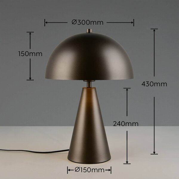 Trio Lighting Lampada da tavolo Alfie, Alluminio / Grigio / Zincato, Soggiorno / Sala da pranzo, Metallo, Lampada da tavolo