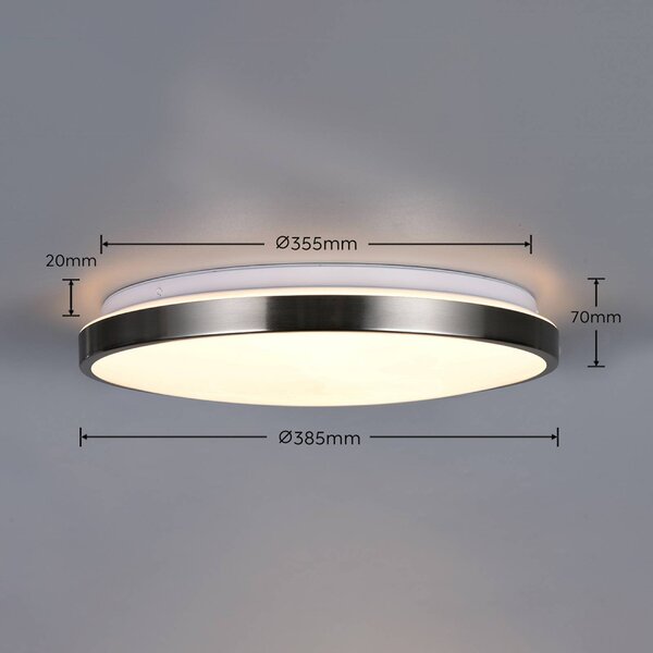 Trio Lighting Plafoniera soffitto Fena, dimmerabile, Alluminio / Grigio / Zincato, Bagno, Metallo, Moderno, Plafoniera