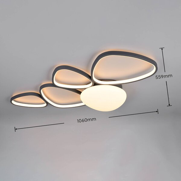 Trio Lighting Plafoniera soffitto Amelio, dimmerabile, Bianco / Opale, Soggiorno / Sala da pranzo, Plastica, Moderno, Plafoniera