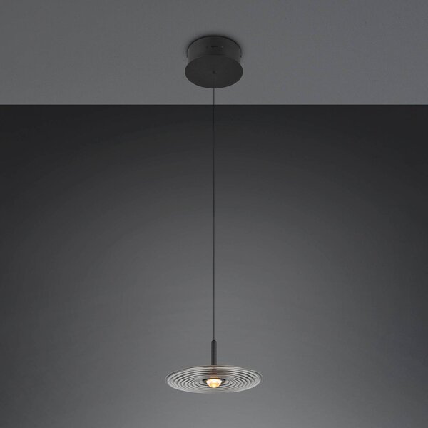 Trio Lighting Lampada a sospensione Sirena, dimmerabile, Nero, Soggiorno / Sala da pranzo, Metallo, Lampada a sospensione
