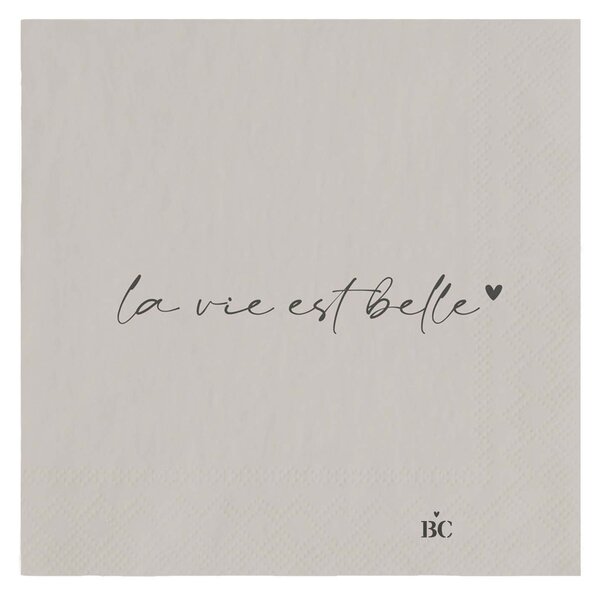 Tovaglioli di Carta Beige La Vie est Belle 12,5x12,5 cm - Bastion Collections