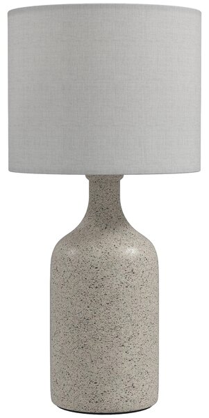 HOMCOM Lampada da tavolo con base in ceramica e paralume in lino, 22x22x45 cm, Sabbia e Bianco | Aosom Italy