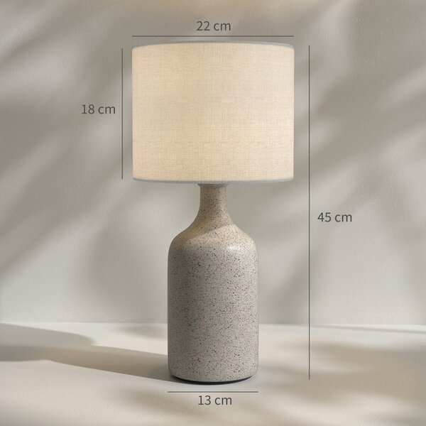 HOMCOM Lampada da tavolo con base in ceramica e paralume in lino, 22x22x45 cm, Sabbia e Bianco | Aosom Italy
