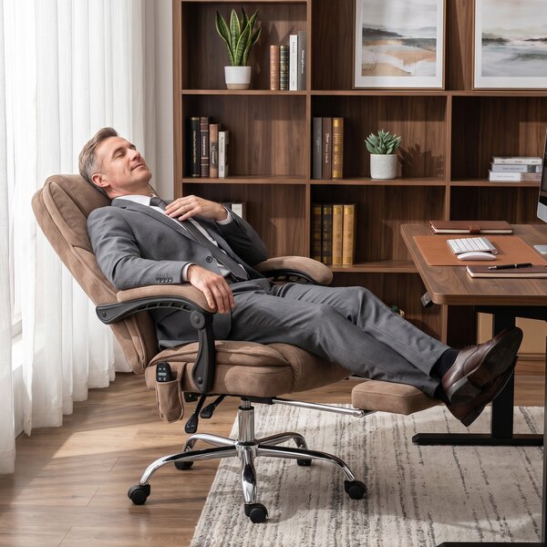 Vinsetto Sedia ufficio ergonomica con massaggio, poggiapiedi e ruote, Marrone | Aosom Italy