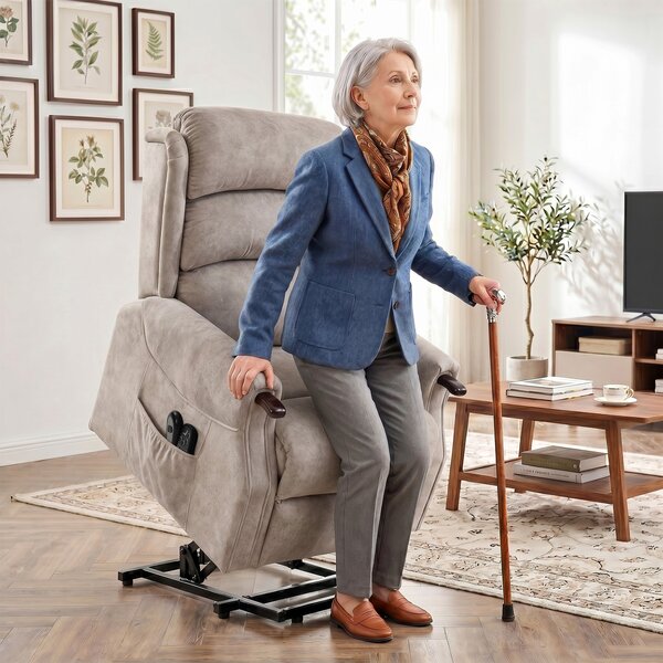 HOMCOM Poltrona relax elettrica alzapersona con massaggio, riscaldamento e reclinazione, Grigio chiaro | Aosom Italy