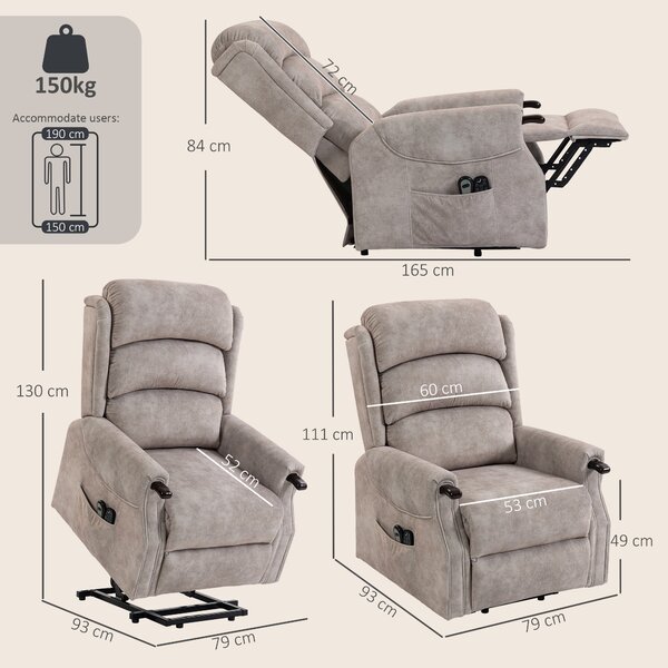 HOMCOM Poltrona relax elettrica alzapersona con massaggio, riscaldamento e reclinazione, Grigio chiaro | Aosom Italy