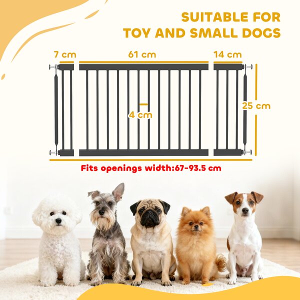 PawHut Cancelletto per cani estensibile 67-93,5 cm per porte e scale, Nero | Aosom Italy