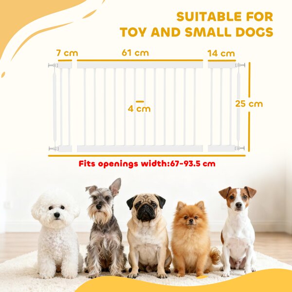 PawHut Cancelletto per cani estensibile 67-93,5 cm per porte e scale, Bianco | Aosom Italy