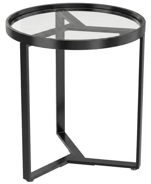 HOMCOM Tavolino da salotto rotondo con piano in vetro temperato, Nero | Aosom Italy
