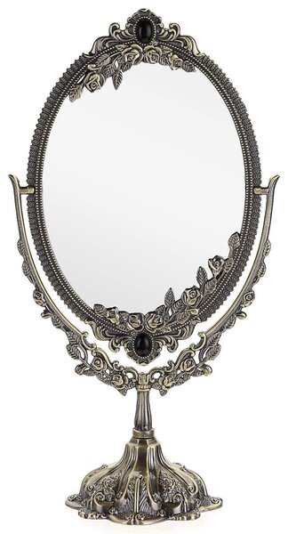Specchio da trucco ovale antico con base