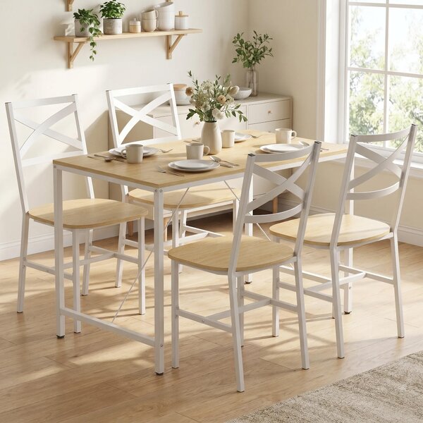 HOMCOM Set pranzo con tavolo e 4 sedie per cucina, Legno e Bianco | Aosom Italy