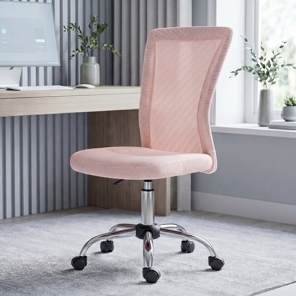 Vinsetto Sedia ufficio ergonomica senza braccioli in rete, Rosa | Aosom Italy