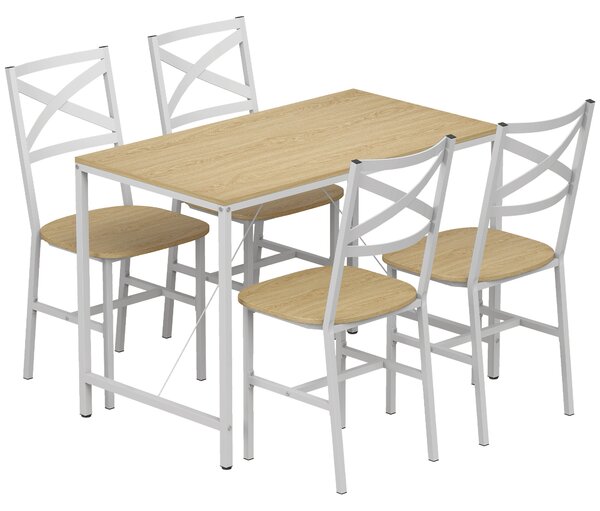 HOMCOM Set pranzo con tavolo e 4 sedie per cucina, Legno e Bianco | Aosom Italy