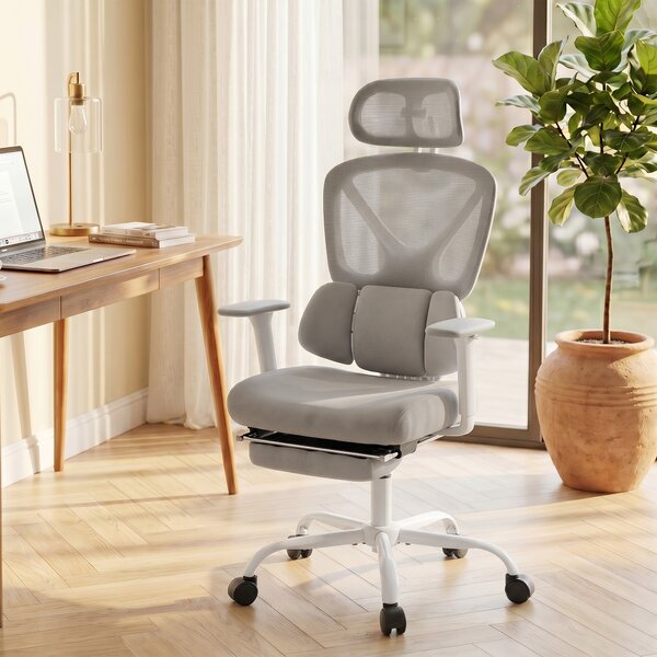 HOMCOM Sedia ufficio ergonomica con supporto lombare dinamico, Grigio | Aosom Italy