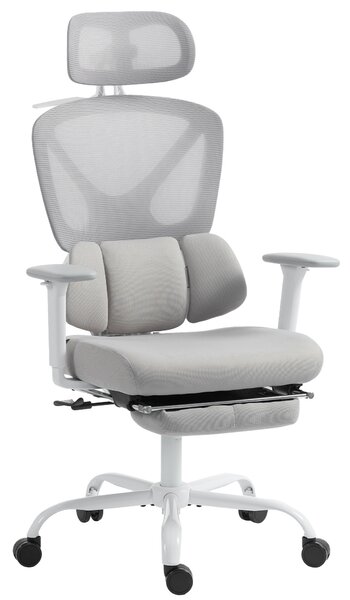 HOMCOM Sedia ufficio ergonomica con supporto lombare dinamico, Grigio | Aosom Italy