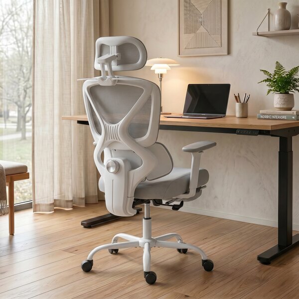 HOMCOM Sedia ufficio ergonomica con supporto lombare dinamico, Grigio | Aosom Italy